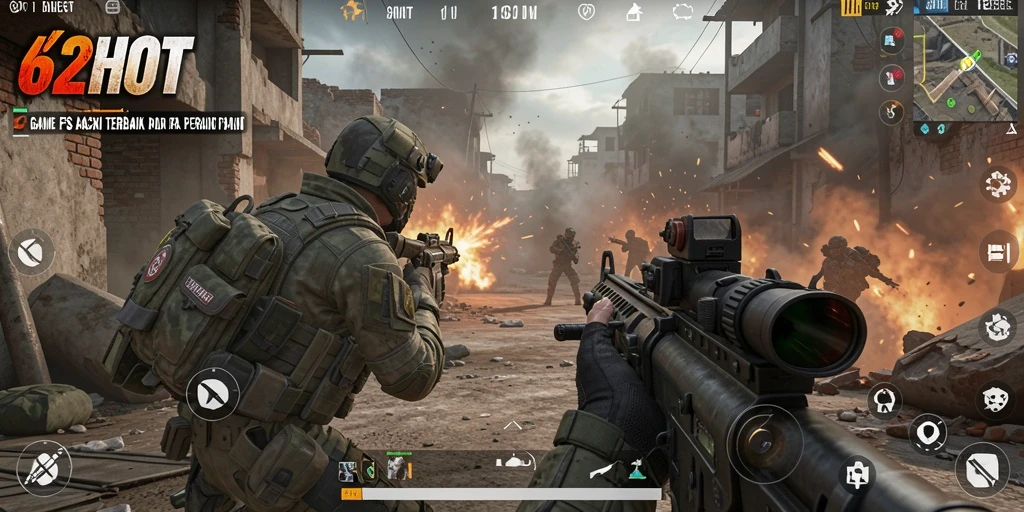 Screenshot gameplay seru di 62HOT menunjukkan aksi tembak-menembak yang menegangkan.
