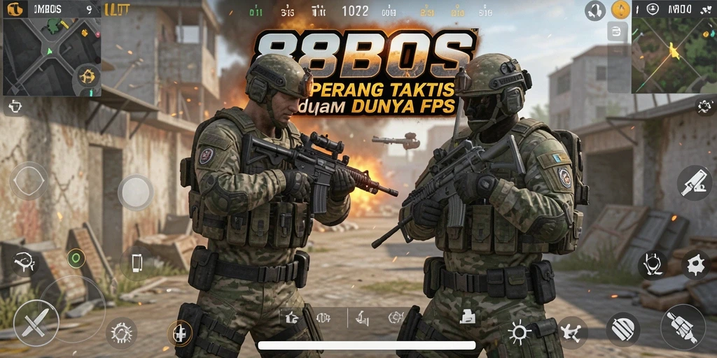 Gameplay mendebarkan dengan aksi tembak-menembak di 88BOS.