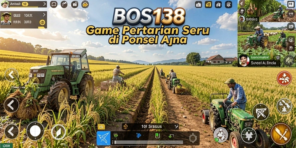 Tangkapan layar gameplay <strong>BOS138</strong> menunjukkan aktivitas bertani yang seru dan interaktif.