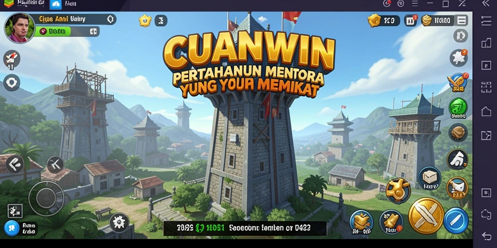 Screenshot gameplay CUANWIN menampilkan aksi menara pertahanan yang mendebarkan.