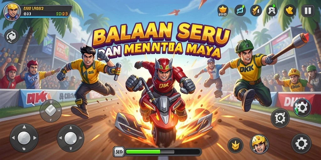 Tampilan gameplay DKK yang seru dan menegangkan saat balapan.