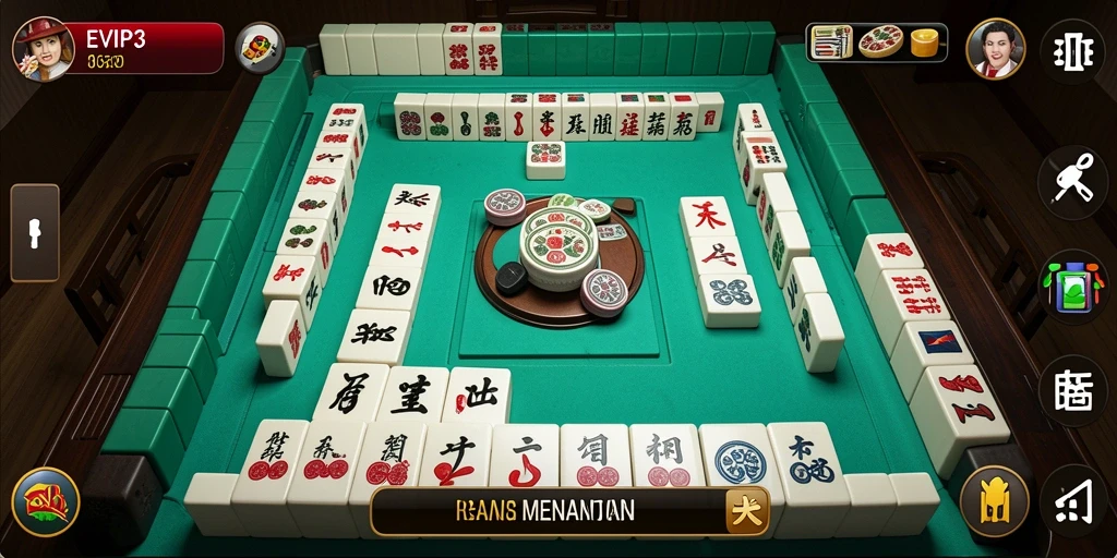 Tampilan gameplay seru dari EVIP3 yang menampilkan ubin Mahjong.