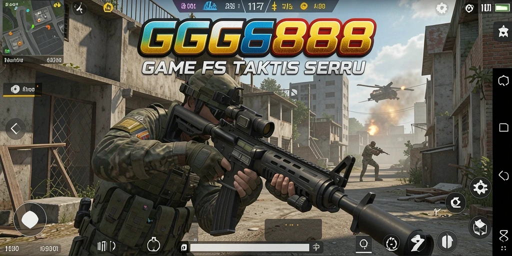 Screenshot GGG888 menunjukkan aksi tembak-menembak seru dalam game FPS.