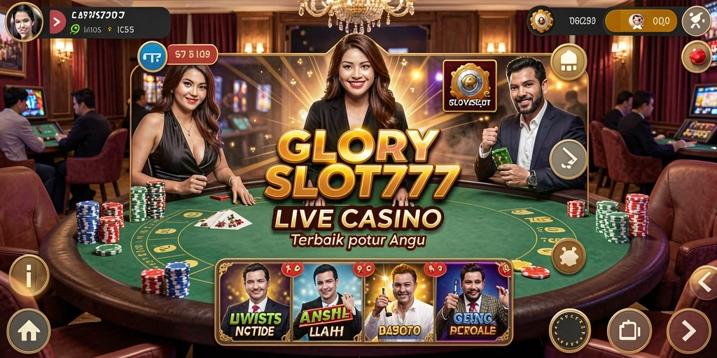 Tampilan menarik dari gameplay GLORYSLOT777 dengan dealer langsung.