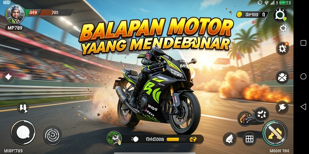 Tampilan utama gameplay MVP789 yang menampilkan balapan motor yang seru.