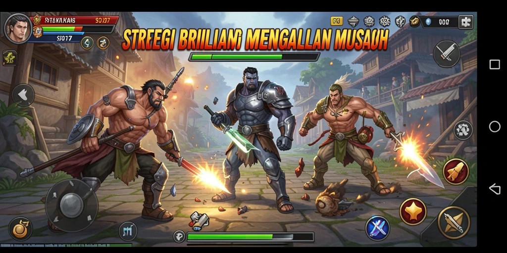 Screenshot utama SD107 menampilkan aksi strategis yang intens.