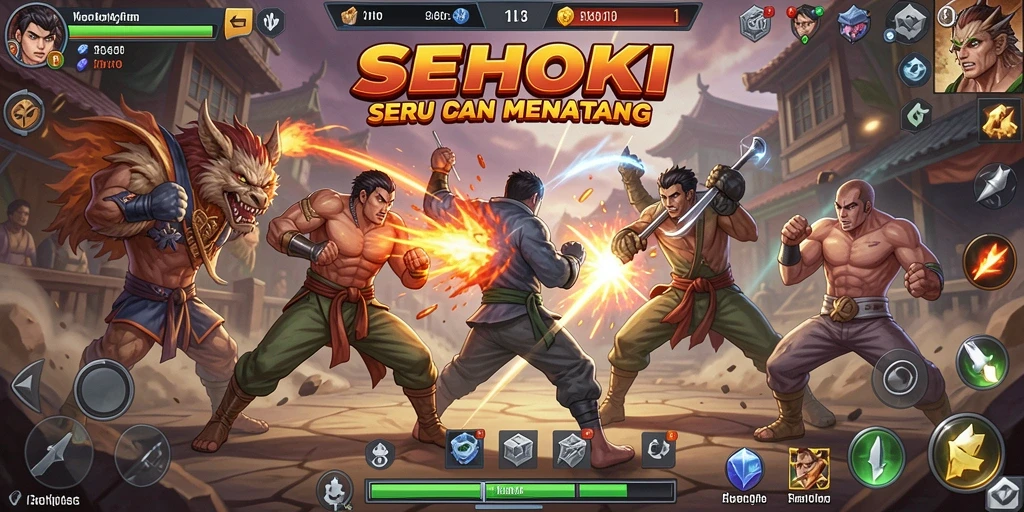 Screenshot gameplay SEHOKI menampilkan aksi pertarungan yang seru.