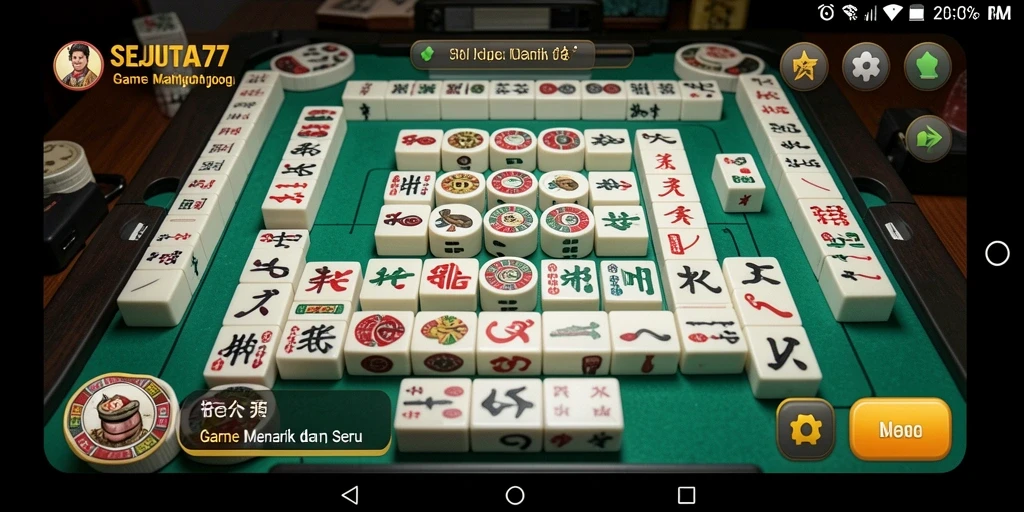 Tampilan game Mahjong yang menampilkan ubin-ubin cantik dan gameplay seru.