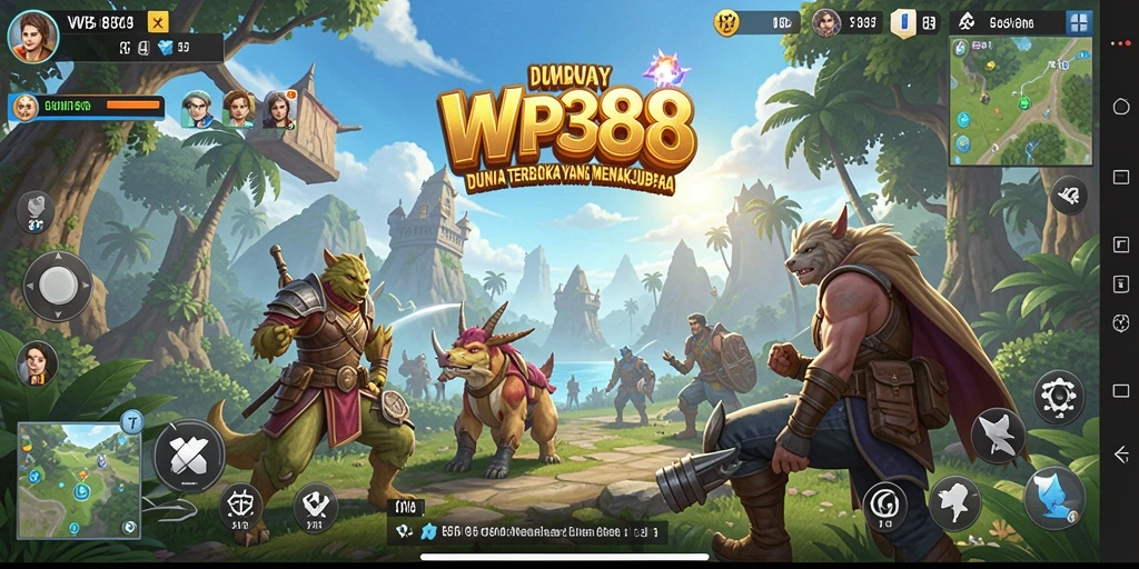Screenshot gameplay WP888 yang menampilkan petualangan di dunia terbuka.