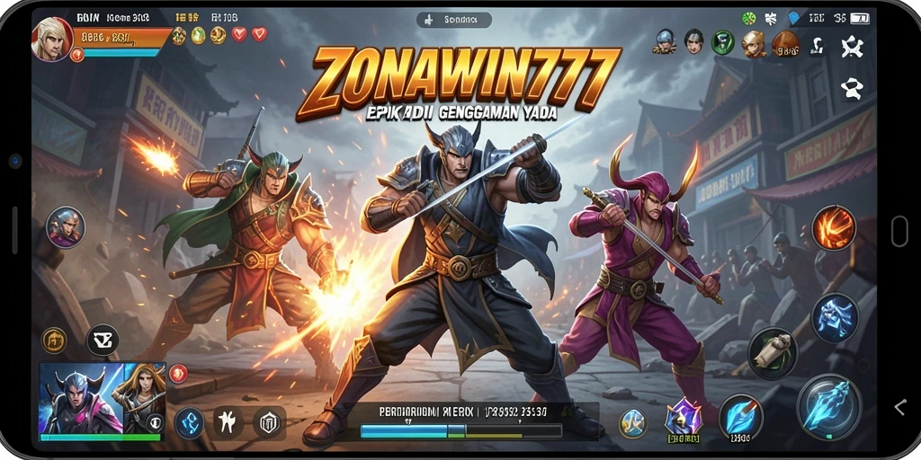 Screenshot utama ZONAWIN777 menampilkan aksi pertarungan yang intens.